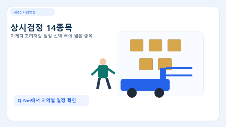 2026년 상시검정 자격증 14종목: 지게차·한식조리처럼 일정 선택이 쉬운 종목