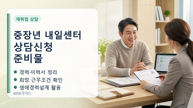 중장년 내일센터 상담신청 방법 4050 준비물과 이용 순서